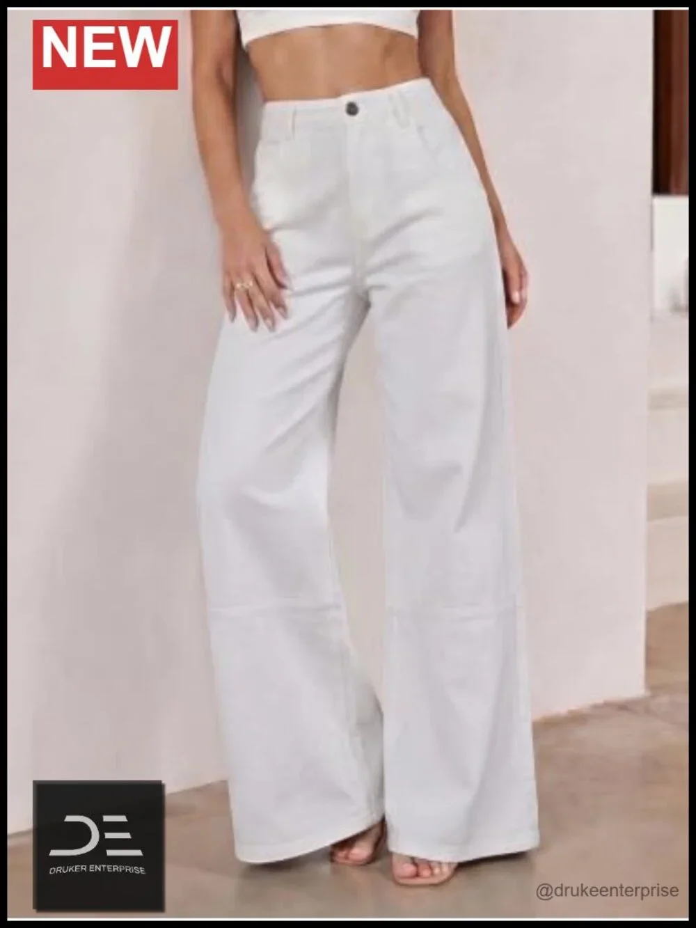 High Waisted Flared Bell Bottom Jeans with Raw Hem - Stretch Cotton Denim Pants